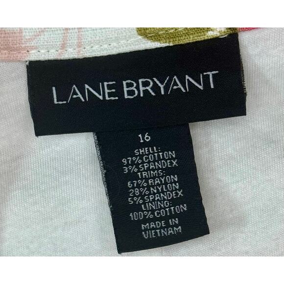 Lane Bryant Floral Moto Jacket – Ivory, Green & Pink – Size 16 - Picture 9 of 10